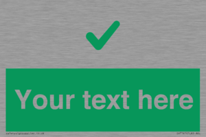 Custom green background, green tick sign